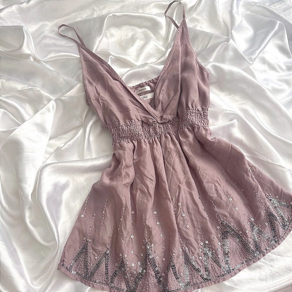 Old Navy Perfect Fit Mauve Purple Sequin Boho Empire Waist Cami Top Medium